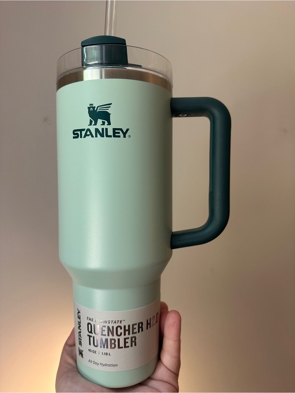 Stanley 40 oz Ocean Green, Mint Green Quencher Tumbler w Dark Green Handle NWT